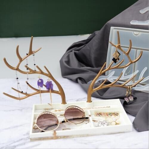 2020 New Transparent Silicone Mould Resin Decorative Craft DIY Antler jewelry display stand Mold epoxy resin molds for jewelry