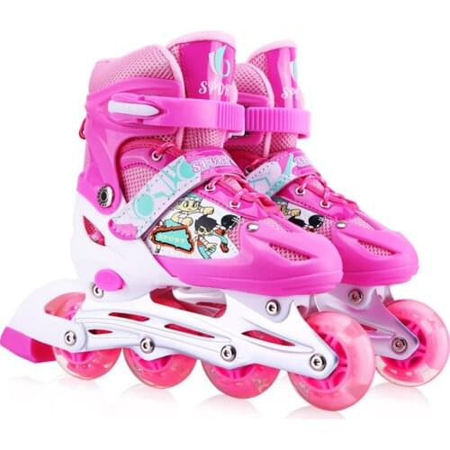 Beginner Inline Skates Adjustable Roller Skates Gift For Kids Adults Roller Skates Roller Sneakers Training Scrub Row 4 Wheel