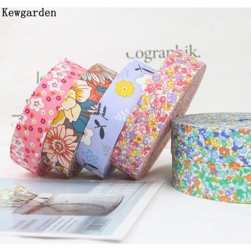 Kewgarden Flower Fabric Layering Cloth Ribbon 1" 3/8" 25mm 10mm DIY Hairbow tie Brooch Accessories Handmade Tape 10Meters