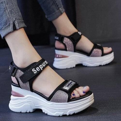 Summer Ladies Sandals Casual Flat Shoes Thick-soled Increased Slope With Womens High Heels Womens Sports Sandals Beach Shoes