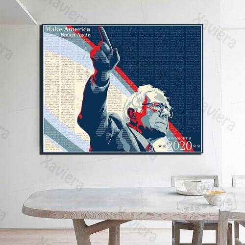 Make America Smart Again Art Poster On The Wall Bernie Sanders Portrait Canvas Painting Modern Picture Home Decor Living Room