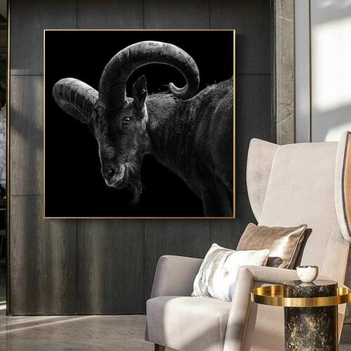 Modern Black Sheep Animal Canvas Art Painting Print Poster Picture Wall Fashion Family Living Room Interior Decoration framed