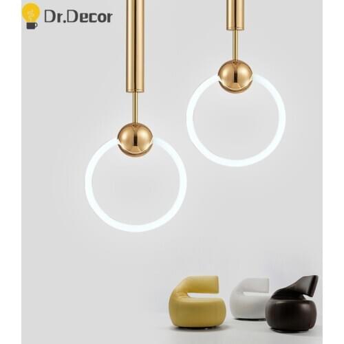 Modern Metal LED Pendant Lights Lighting Golden Pendant Lamp for Restaurant Bedroom Kitchen Dinning Room Decoration Hanging Lamp