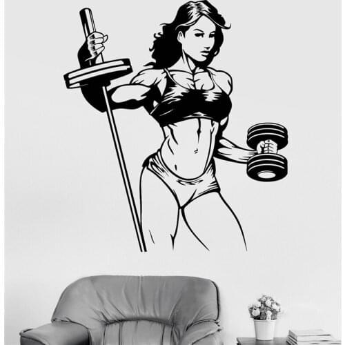 Vinyl Wall Decal Fitness Woman Gym Sports Girl Stickers Cartoon Vinyl room Art Decor Home Decor Removable Wall Sticker 3007