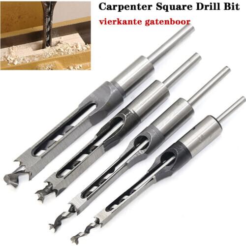 High Hardness HSS Metric Mortising Chisel Square Hole Drill Bit Cutter Woodwork Drill Tools Kit Set Hole Extended Saw 6.0mm~30m