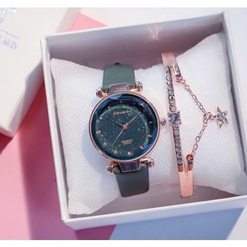 Fashion Starry Sky Women Watches Luxury Crystal Bracelet Star Rhinestone Watch Ladies Quartz Wrist Watch Bracelet Set