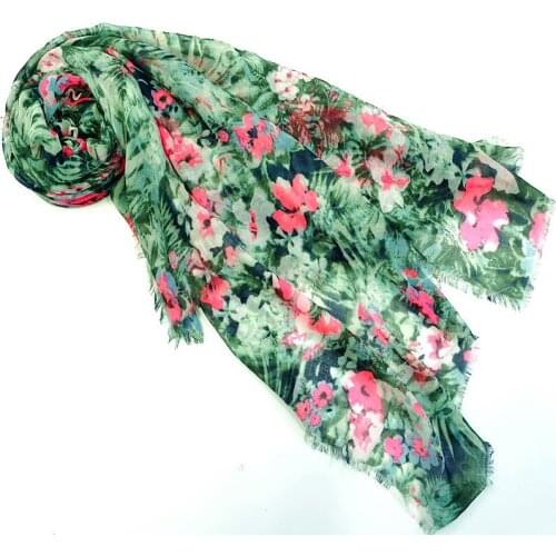 2021 Fashion Newest Floral Printed Pattern Cotton Frayed Scarf Shawls Wraps Hijabs 10pcs/lot