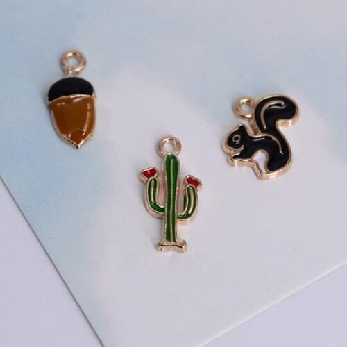 30pcs/Lot Squirrel Pine Nut Diy Design for Jewelry Making Earring Bracelet or Necklace Handmade Enamel Charms