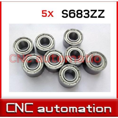 5pcs 683 S683ZZ S683-2Z 3*8*4 Miniature stainless steel deep groove Radial shaft ball bearing