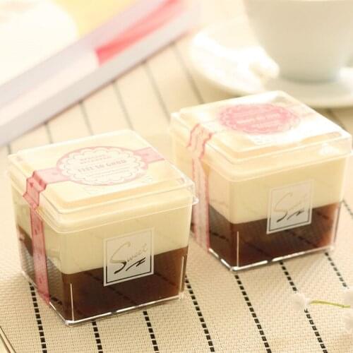 50pcs Net red square mousse cup disposable clear plastic dessert cups 120ml small ice cream cup pudding yogurt cake cup with lid