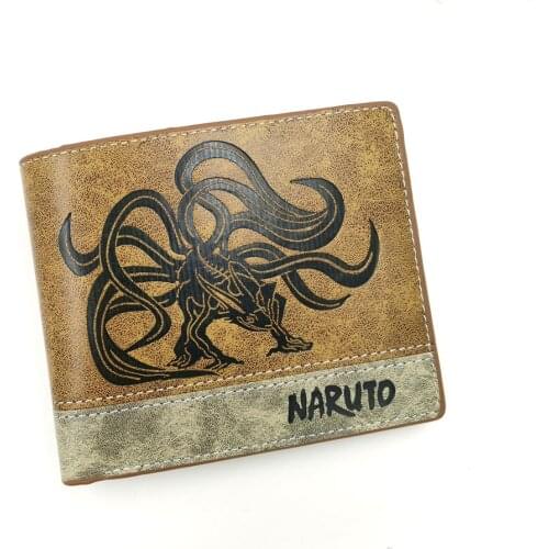 Anime Naruto Shippuden Kurama Wallet kyuubi Coin Pocket Mens Purse Brown Billfold