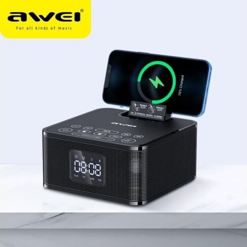 Awei Y332 Multi-function Bluetooth Speaker With FM Phone Wireless Charger Phone Holder 8000mAh