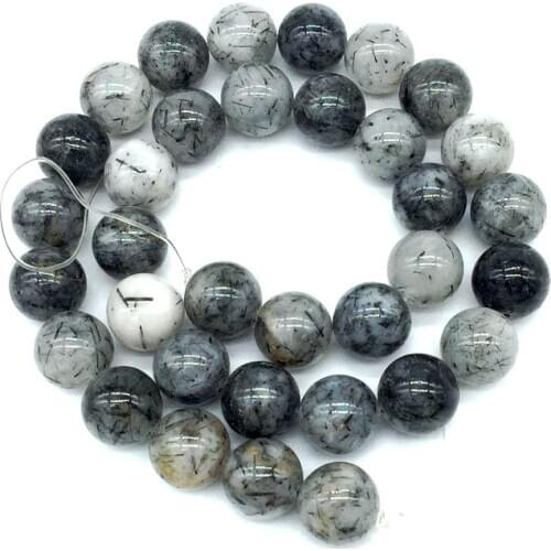 Beadztalk Fashion Stone Bead 11 mm Round Black Hair Crystal Bead Good Quality DIY Jewelry Making For Bracelet Necklace