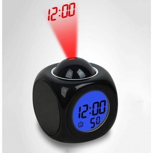 Alarm Clock Night Light With ProjectorLamp Voice Temperature Digital Time Projection On Wall Ceiling For Home Table Decoration