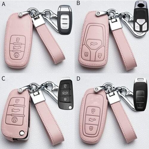 Car Key Case for Audi Q3 Q5 Q7 S5 S6 S7 A1 A4 A5 A6 A7 A8 B6 B7 B8 B9 TT TTS 8S SQ5 A4L A6L Accessories Cover Protect Ring