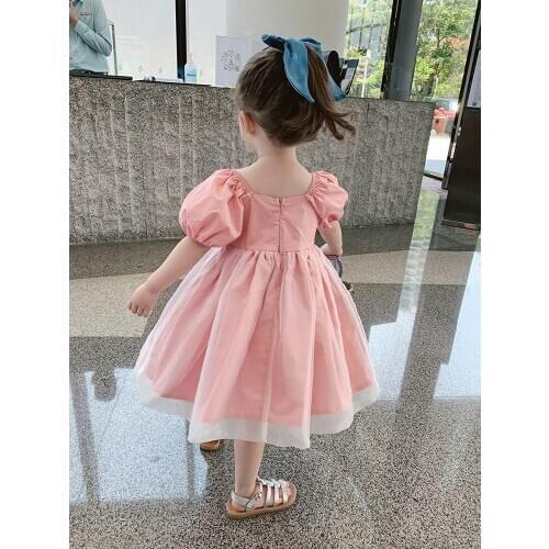 Kids Summer Clothes 2020 New Girls Princess Dress Puff Sleeve Mesh Lovely Toddler Girl Party Dress Birthday Costume