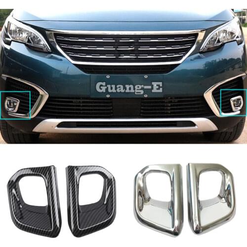 For Peugeot 5008 2017 2018 2019 2020 Car Body Front Fog Light Lamp Detector Frame Stick Styling ABS Chrome Cover Trim Part