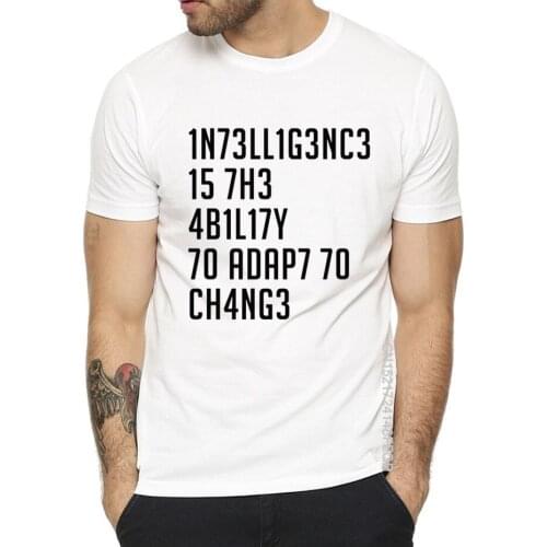 T Shirt For Men Stephen Hawking Formal Quotes Intelligence Design Funny Unisex Graphic Premium Cotton T-Shirt Mens Streetwear