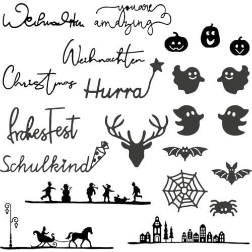 Halloween Christmas Letters Reindeer Sled Metal Cutting Dies Scrapbooking Album Paper DIY Card decoration Craft Embossing Die