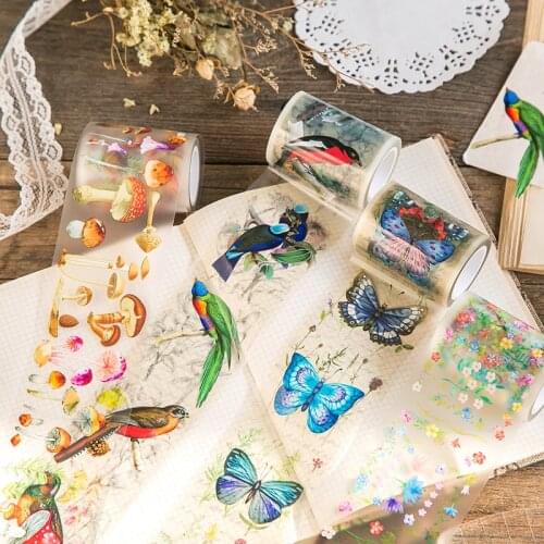 Kawaii PET Washi Tape Butterfly Flower Diy Scrapbooking Stick Journal Planners Stickers Masking Tape School Office Supply