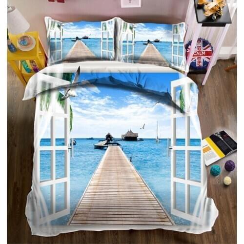 Luxury Bedding Set European 3D Twin Queen California King Size Bed/flat Sheet Linen Set Duvet Quilt Cover Pillowcase Scenery