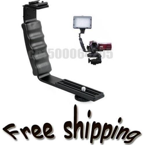 Right Angle 2 Shoe Flash Bracket for LED light DSLR Cameras 5D 5D2 5D3 60D D90 D3200 D5500 D5300 D5100 and Camcorders