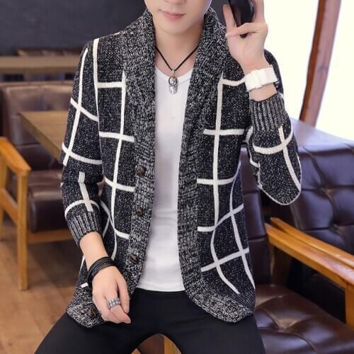 Man Knitted Cardigan Men Autumn Winter Knit Sweaters Casual Long Sleeve Sweater Tops / Bolero Sweater Teenagers KK3172