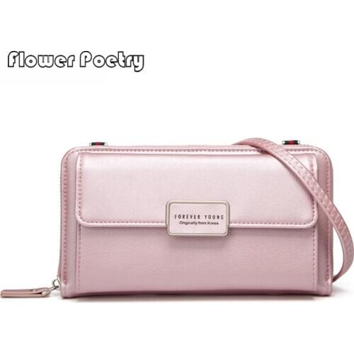 New Women Zipper Wallets Long Coin Purse High Quality Leather Mobile Phone Bag Solid Designer Clutch Bags Card Holder Money Bags