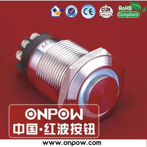 ONPOW 19mm stainless steel momentary high head ring illuminated pushbutton LAS1GQH-11E/L/B/12V/S