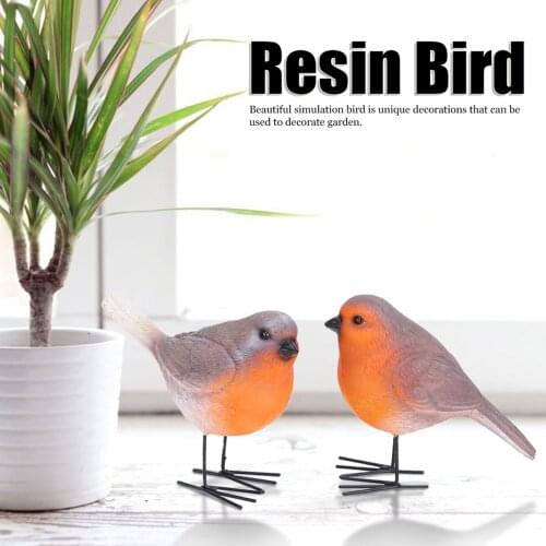 2pcs Bird Shaped DIY Resin Statue Non-slip Free-standing Sculpture for Home Decoration