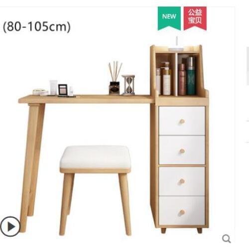 Nordic solid wood dressing table bedroom small family storage cabinet one simple makeup table multifunctional red makeup table