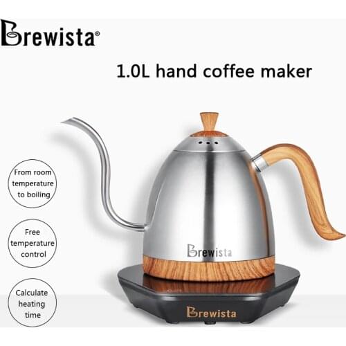 Brewista Gooseneck Kettle Coffee Pot Fine Mouth Brew Coffee Pot Pour Over Coffees Tea Kettle Thermostatic Digital Kettles 1000ml