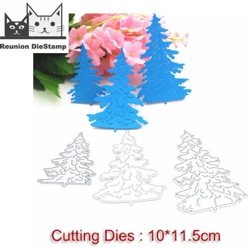 Reunion Christmas Trees 3Pc Pine Metal Cutting Dies Xmas Stencil for Scrapbooking Die Cuts Cutting Embossing Template Craft Dies