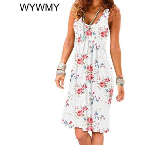 WYWMY Summer Tank Dresses for Women 2021 Sleeveless Holiday Long Dress Womens Casual Beach Plus Size Loose Vest Dress Vestidos