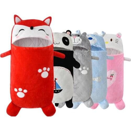 Fun Animal Plush Sleeping Bag | Fox Portable Slumber bag | Lined Plush Fleece Zippered Sleeping Bag