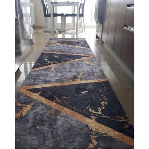 Yellow Patterned Stylish Entrance Kitchen and Corridor Carpet