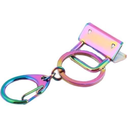 1pcs Rainbow Color Key Fob Hardware with snap hook key ring Buckles For Ribbon Webbing accessories