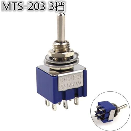 10PCS Mini MTS-203 6-Pin G104 ON-OFF-ON 6A 250V Toggle Switches Good Quality deep Blue SL