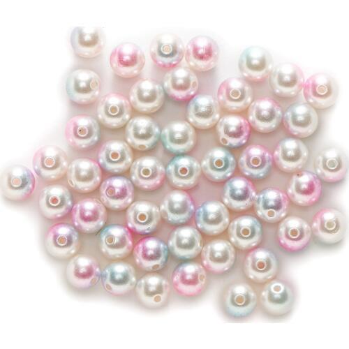 2 Color Gradient Round ABS Acrylic Pearl Imitation Findings Jewelry Making Spacer Beads 8-10mm