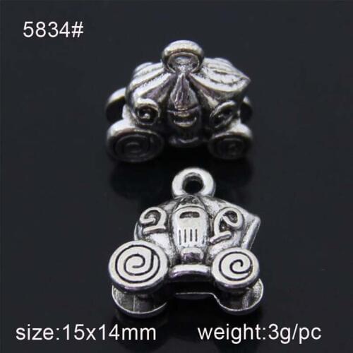 25pcs Vintage Pumpkin Carriage car Charms Pendant Ancient Silver Fit Bracelets Necklace DIY Metal Jewelry