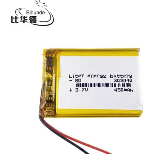 3.7V lithium polymer battery 303040 033040 450MAH MP3 MP4 small stereo tachometer