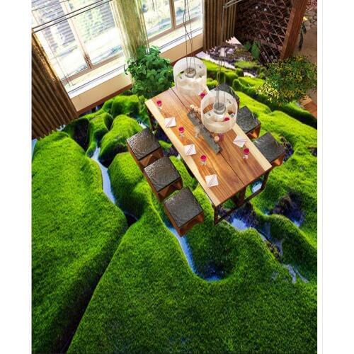 Moss rocks sea floor bathroom Bathroom Bedroom 3D floor wallpaper 3d for bathrooms Home Decoration
