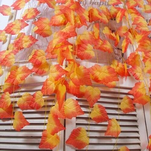 7.54ft 2.4M Artificial Ivy Vine Red Maple Leaf Fake Garland Plants Foliage Garden For Wedding Party Home Decoration