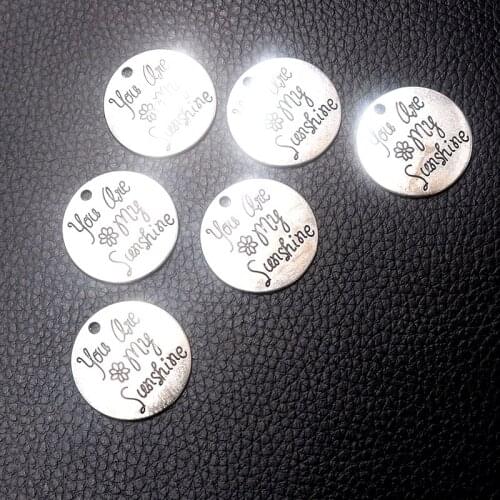 8pcs/lot Silver Plated You Are My Sunshine Charm Metal Pendants DIY Necklaces Bracelets Jewelry Handicraft Accessories 49*34mm