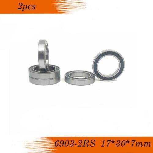 Free shipping 2Pcs 6903-2RS 6903 RS 61903-2RS Deep Groove Ball Bearings 17 x 30 x 7mm for bicycle part