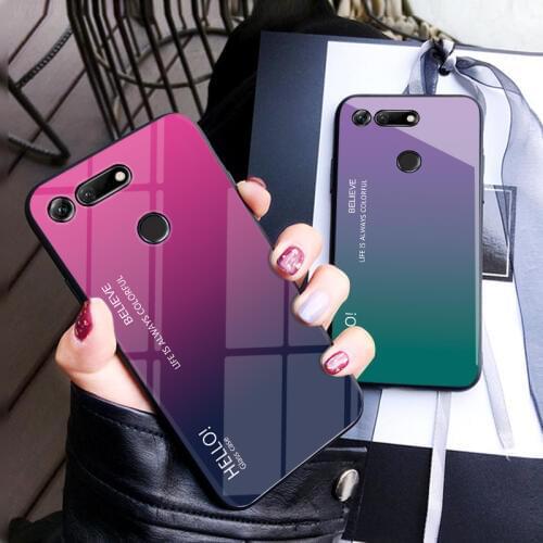 Gradient Tempered Glass Case For Huawei Honor View 20 V20 Huawei Honor V20 Colorful Back Cover Honor View20 Shockproof Fundas