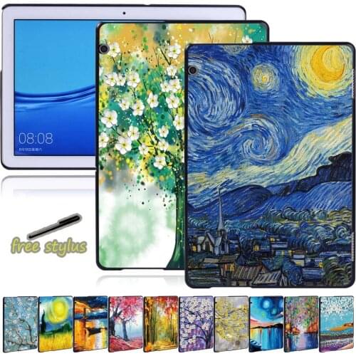 Back Case for Huawei MediaPad T5 10 10.1 Inch/MediaPad T3 8.0/T3 10 9.6 Inch - Anti-fall Paint Series Hard Tablet Case + Pen