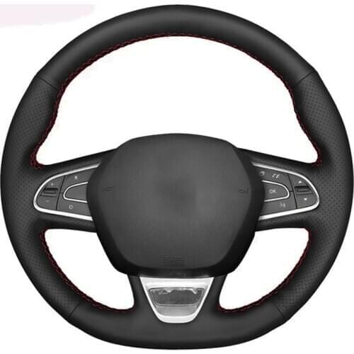Car Steering Wheel Cover Black Artificial Leather For Renault Kadjar 2015-2019 Koleos Megane Talisman Scenic Espace 2015-2018