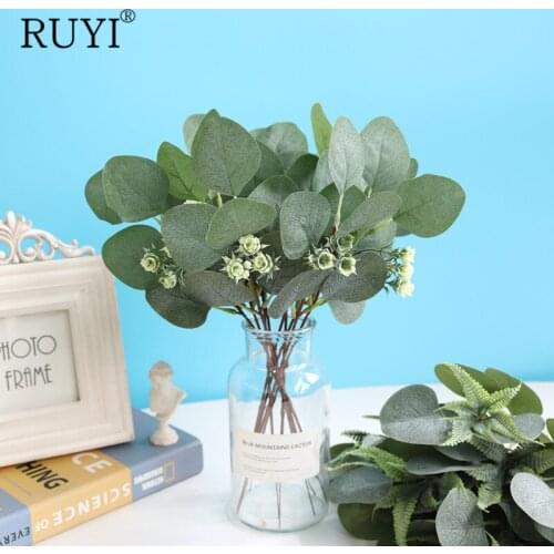 Nordic Style 20cm Eucalyptus Flower Arrangement Artificial Plants Leaves Home Wedding Christmas Birthday Decorations DIY Bouquet