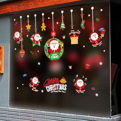 DIY Christmas Day Wall Sticker Christmas Pendant Bedroom Living Room Removable Waterproof Glass Home Decor Wall Sticker